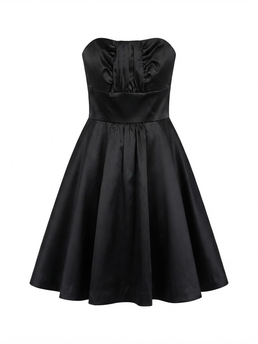 WHBM White House Black Market Black Satin Strapless Cocktail Dress Size 2 NWT